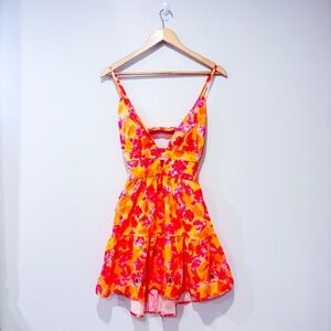 SHEIN Orange and pink floral dress with‎ open back